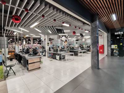 Кубообразный потолок белый 30х110 мм с зазором 110 мм