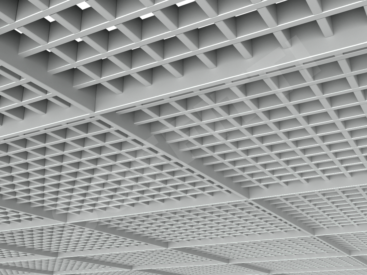 Потолок Грильято разноуровневое 50х50 мм серый