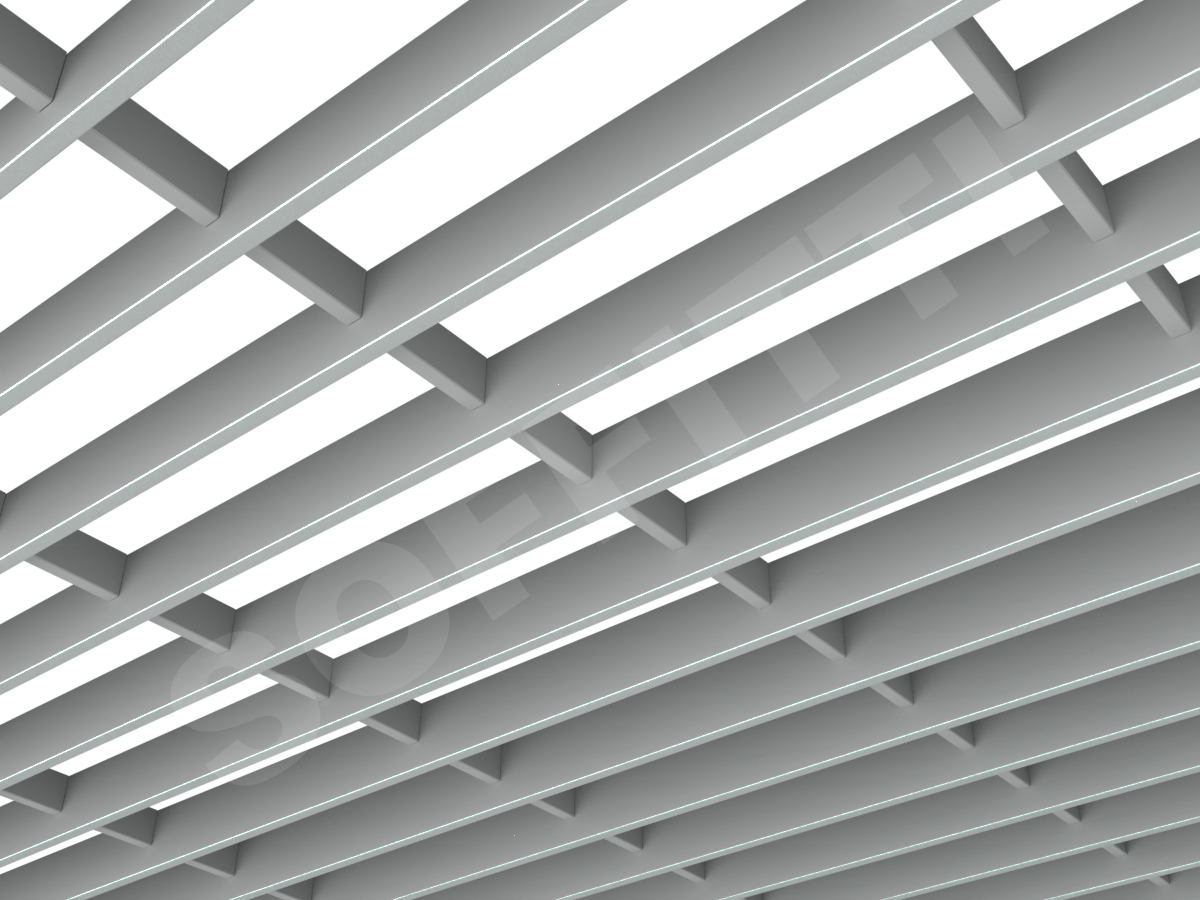 Потолок Грильято-жалюзи 300х86 мм серый