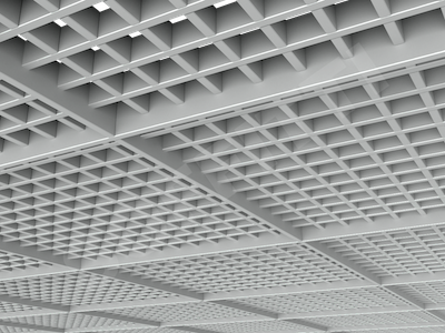 Потолок Грильято разноуровневое 50х50 мм серый