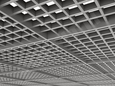 Потолок Грильято разноуровневое 60х60 мм серебристый