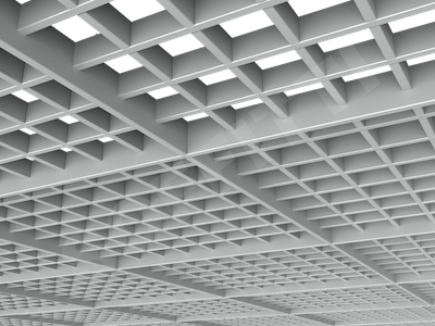 Потолок Грильято разноуровневое 75х75 мм серый